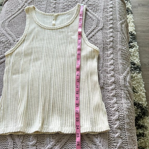 ANTHROPOLOGIE Robin Y2K Classic Casual Ribbed Knit Tank Top Cream Size XLP - Picture 11 of 11